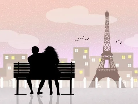 Lovers in paris Illustrazione stock