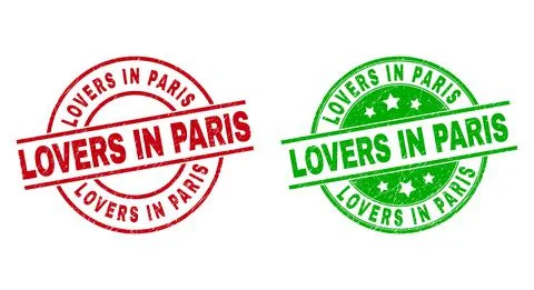 LOVERS IN PARIS Round Badges Using Unclean Texture 스톡 일러스트
