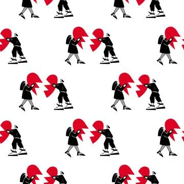 Lovers pattern.Seamless pattern for Valentines Day Stock Illustration