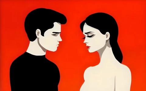 Lovers Preparing for a Romantic Kiss, Abstract Animated Artwork Stock Footage 254216718