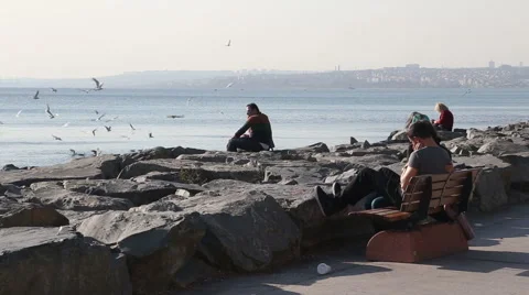 Lovers on the promenad Stock Footage 61557120
