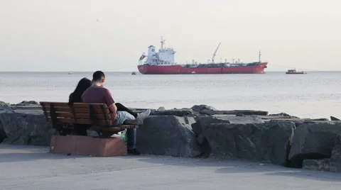 Lovers on the promenad Stock-Footage 61558039