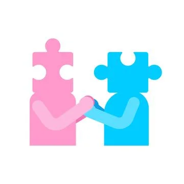 Lovers puzzles. Pair of lovers puzzle. concept of the second half in love. .. Ilustração Stock