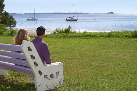 Lovers By Shore Stock Photos