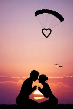Lovers silhouette イラスト素材