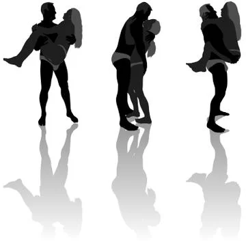 Lovers Silhouettes Stock Illustration