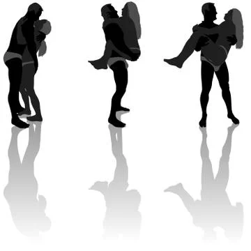 Lovers Silhouettes Stock Illustration