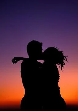 Lovers Silhouettes Stock Illustration