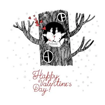 Lovers squirrel. Big beautiful tree. Stock Illustration