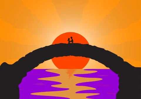 Lover's Stone bridge Stock Illustration