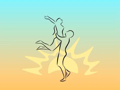 Lovers on the sunrise Stock Illustration