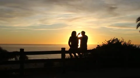 Lovers Sunset at the Beach 02 Stock Footage 12046622