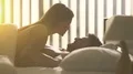The lovers talk in the comfortable bed 4k or 4k+ Resolution