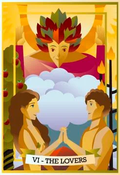 The lovers tarot card Stock Illustration