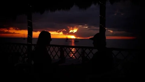 Lovers Toast at Sunset Stock Footage 80644072