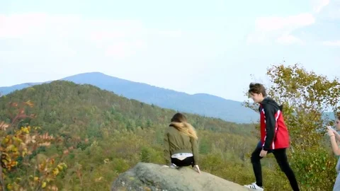 Lovers at the top of the mountain Stock Footage 77706442