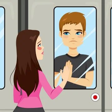 Lovers Train Scene Stock Illustration