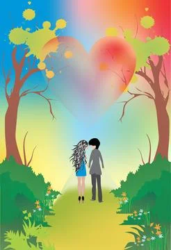 Lovers walk, Stock Illustration