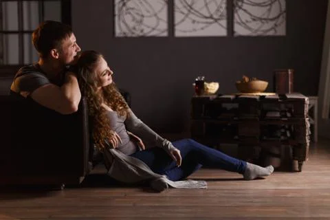 Lovers watch TV Stock Photos