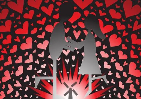 Lover's Windmill Stock Illustration