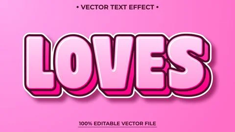 Loves Valentine 3d editable text effect Pink text effect mockup template Illustrazione stock
