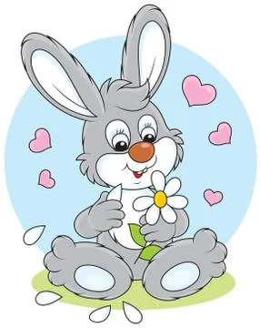 Loving bunny with a daisy Illustrazione stock