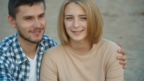 Loving couple admiring the sunset Stock Footage