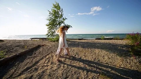 A loving couple on the beach Stock Footage 81114015