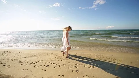 A loving couple on the beach Stock Footage 81114493