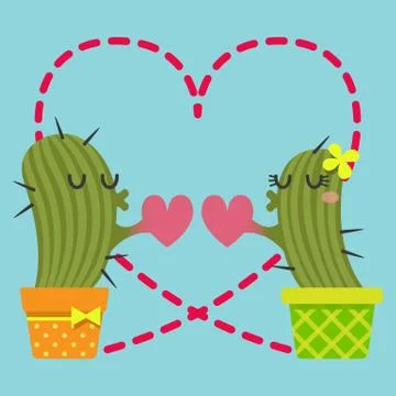The loving couple of cactus Illustrazione stock