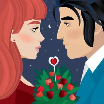 Loving couple on a date Stock Illustration