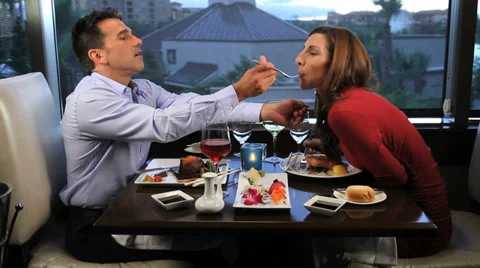 Loving couple eating romantic dinner Stock Footage 36764872