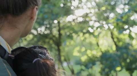 Loving couple, embraced, looking at summer park. Stock Footage 63210129