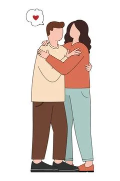 Loving Couple Embracing Illustration