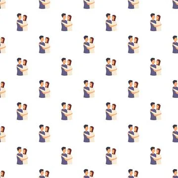 Loving couple embracing in a seamless pattern design Ilustração Stock