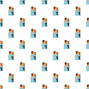 Loving couple embracing seamless pattern background Ilustração Stock