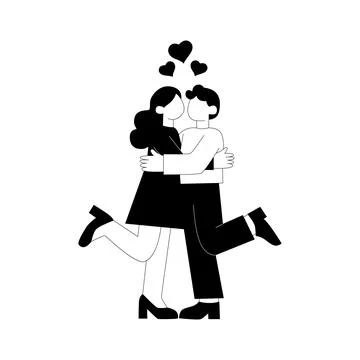 Loving Couple Embracing in a Simple Vector Illustration Ilustração Stock