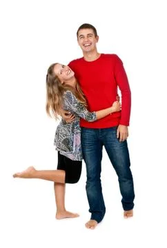 Loving couple embracing in studio Stock Photos