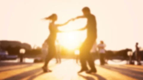 Loving couple enjoying dancing during sunset Stock Footage 61302172