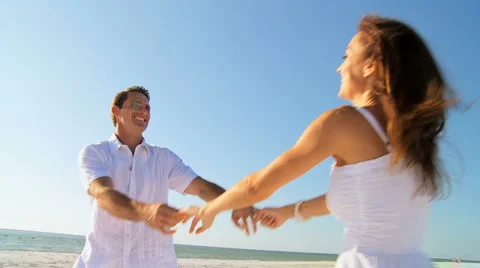 Loving Couple Fun on the Beach Stock Footage 987920