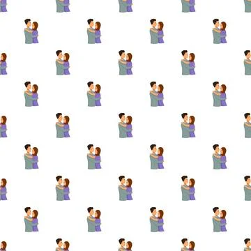 Loving couple hugging seamless pattern celebrating romance relationship Stock Illustration