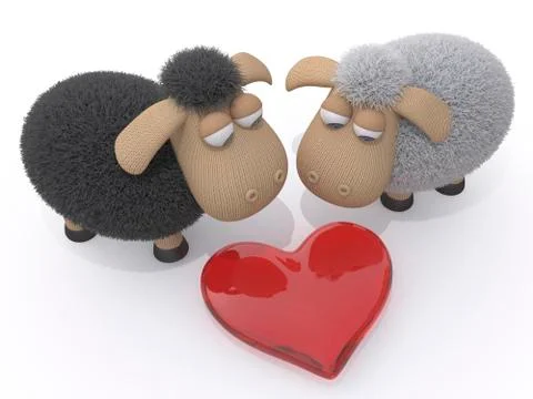 Loving couple of sheep Stock Illustration