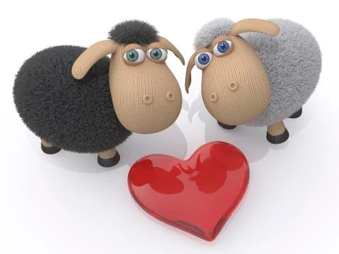 Loving couple of sheep Stock Illustration