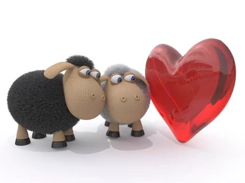 Loving couple of sheep Stock Illustration