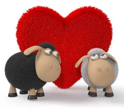 Loving couple of sheep Stock Illustration