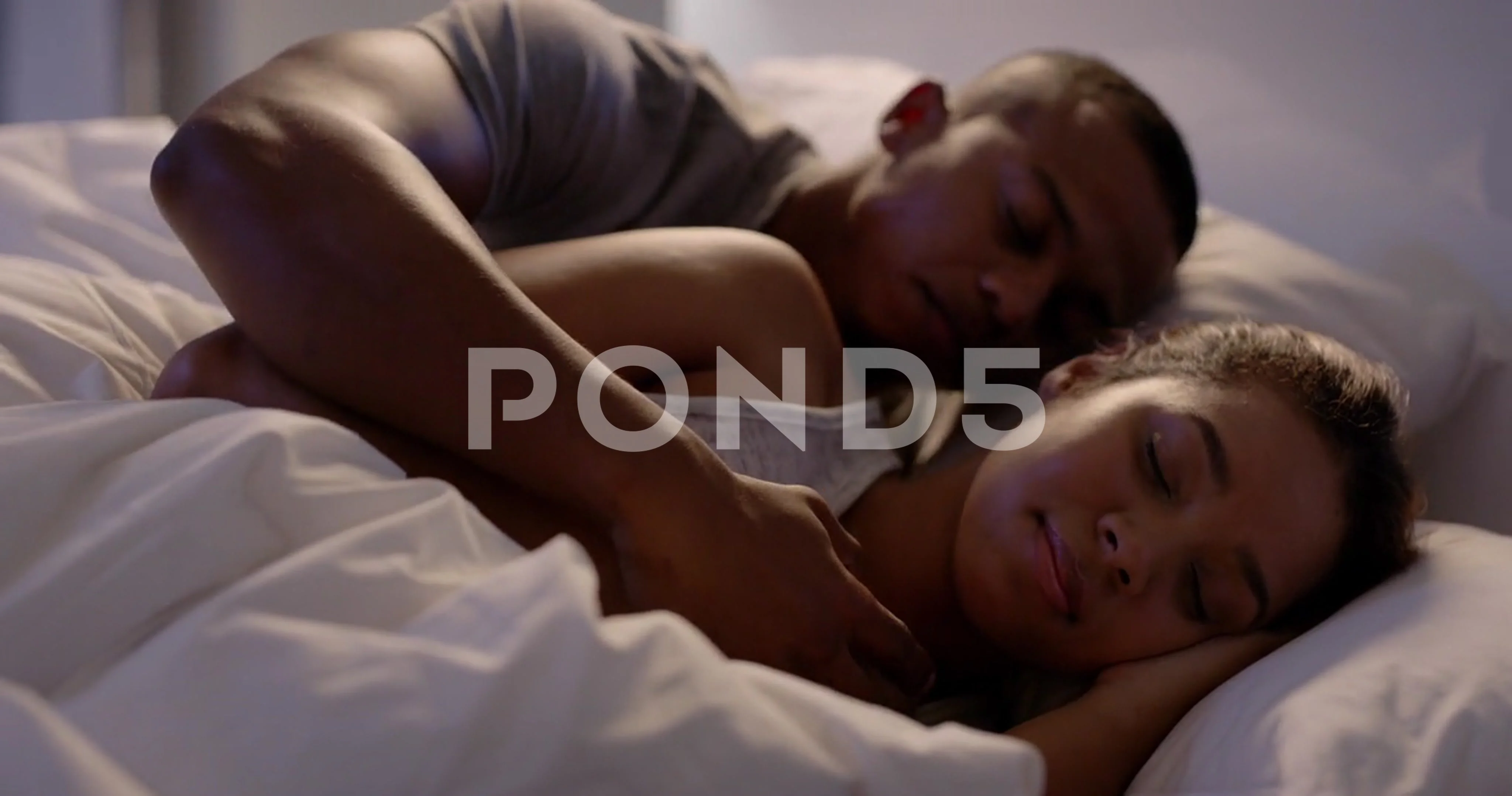 Sleeping Couple Xxx - Loving couple sleeping, holding and cudd... | Stock Video | Pond5