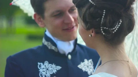 Loving couple in suits Stock Footage 76506945