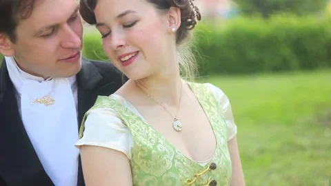 Loving couple in suits Stock Footage 76506982