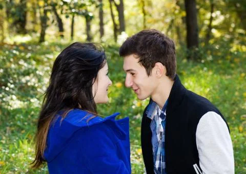 Loving couple talks Stock Photos