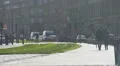 Loving couple walking near tram tracks, traffic on road, city life in slow-mo HD Footage